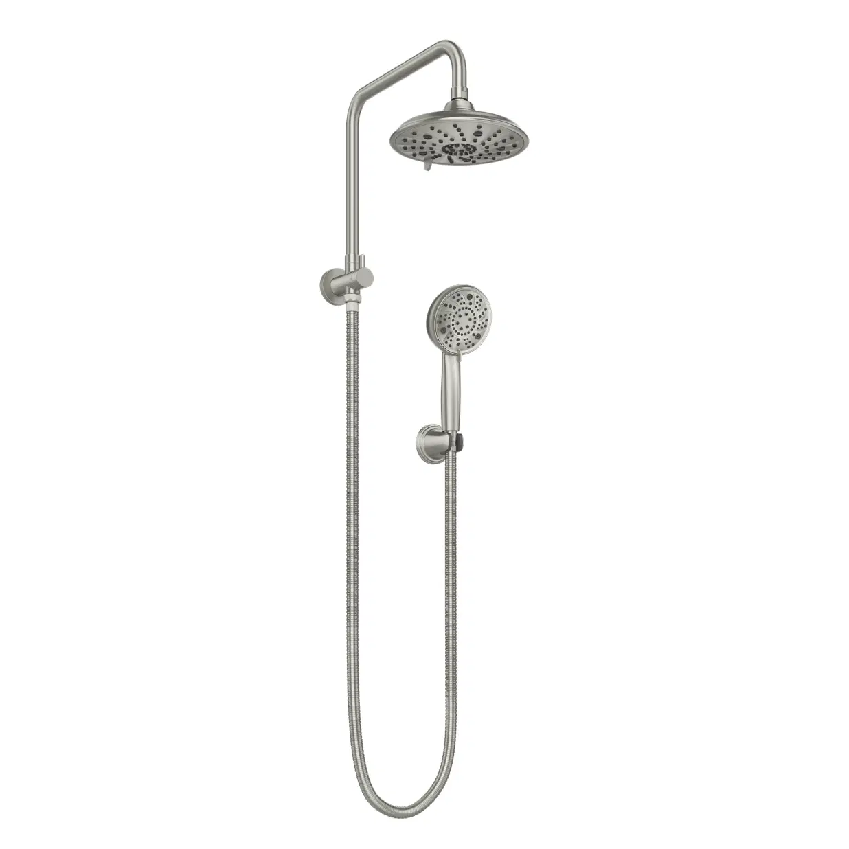 Laguna 8-in Multi-function Showerhead Shower System with Pivoting Shower Arm and Multi-function Handshower Brushed Nickel