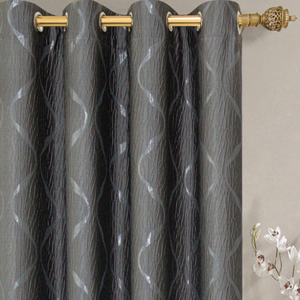 Laguna Contemporary Swirl Jacquard Curtain Panels With Top Grommets (Pair)