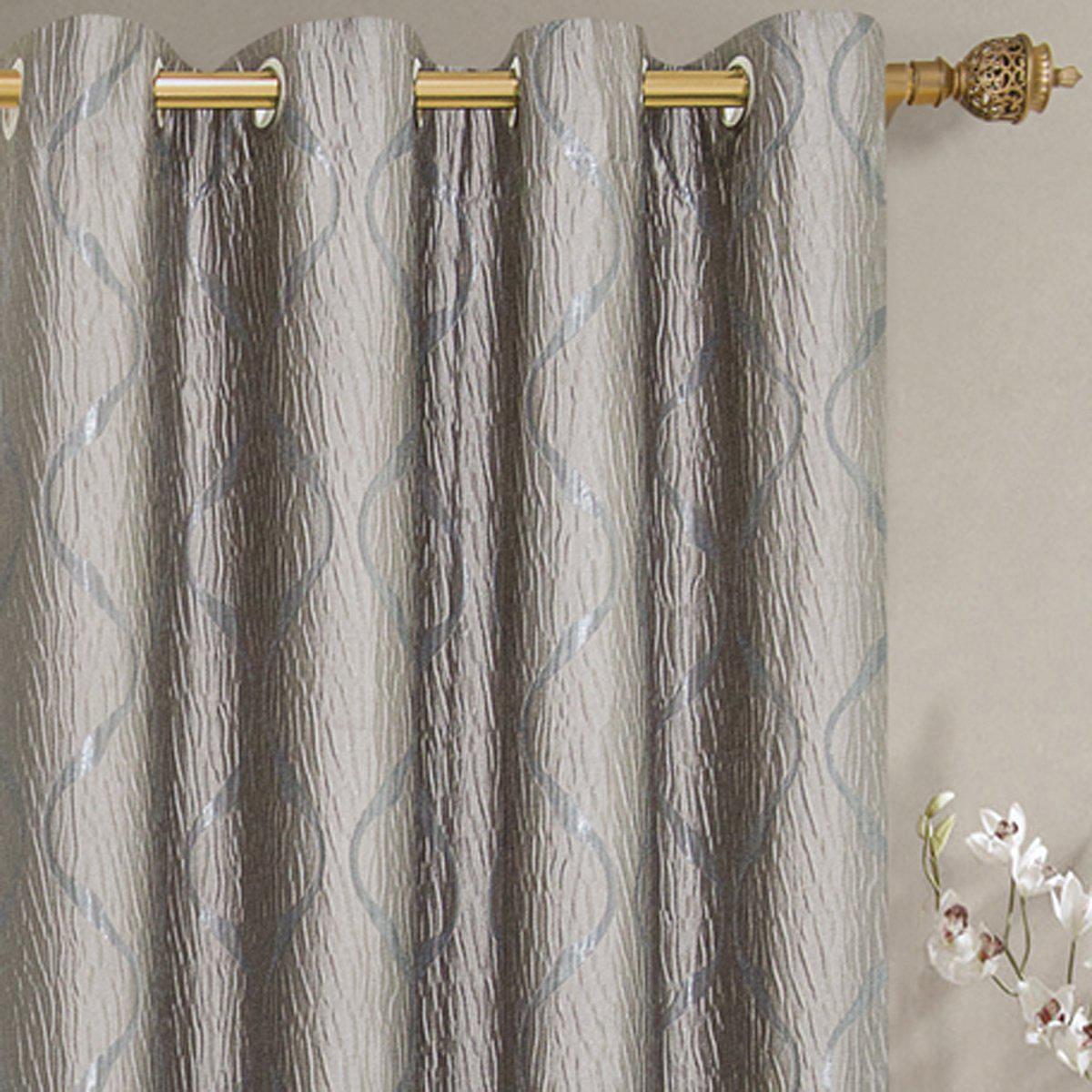 Laguna Contemporary Swirl Jacquard Curtain Panels With Top Grommets (Pair)