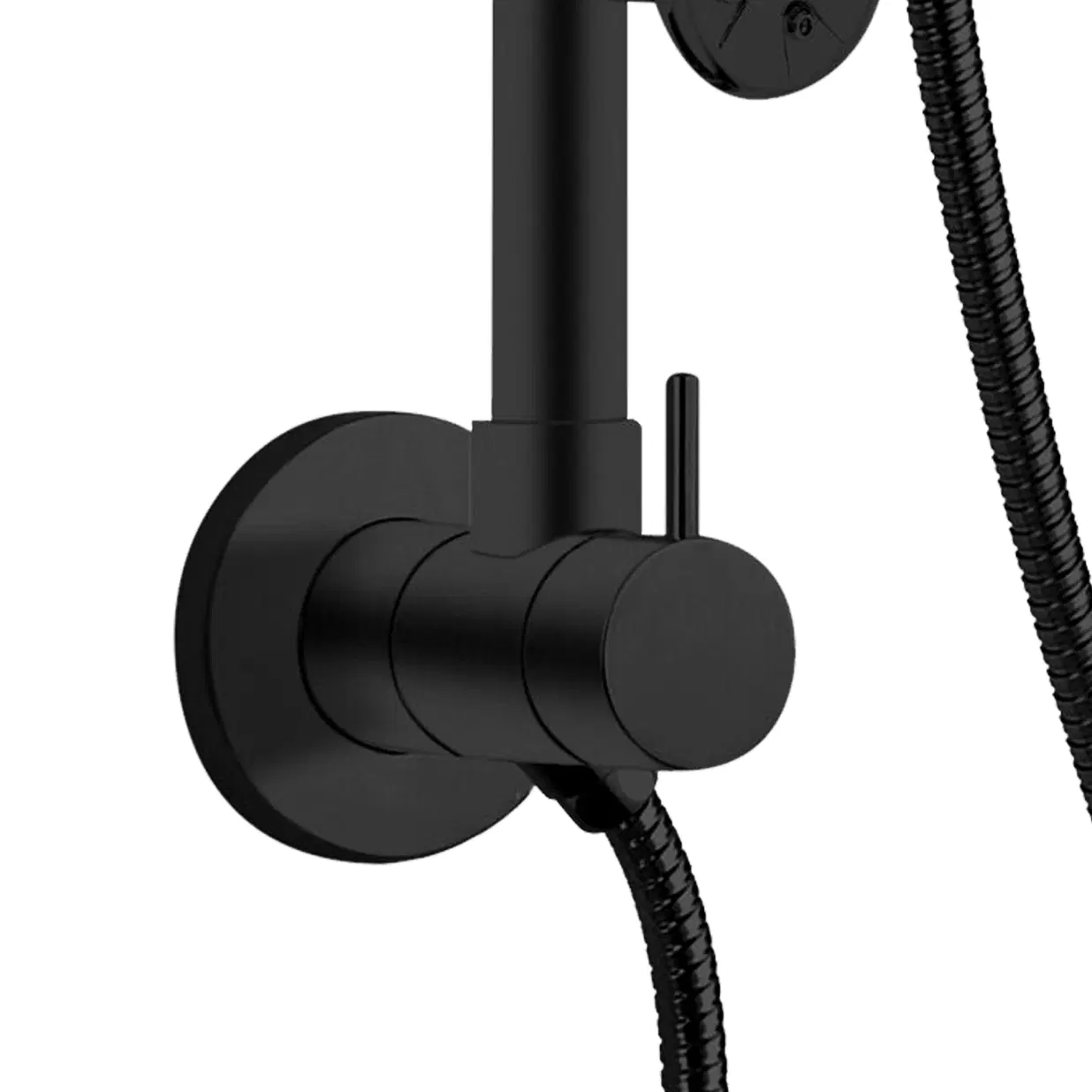 Lanai 8-in Rain Showerhead Shower System with 3-Body Jets Pivoting Shower Arm and Multi-function Handshower Matte Black 1.8 GPM