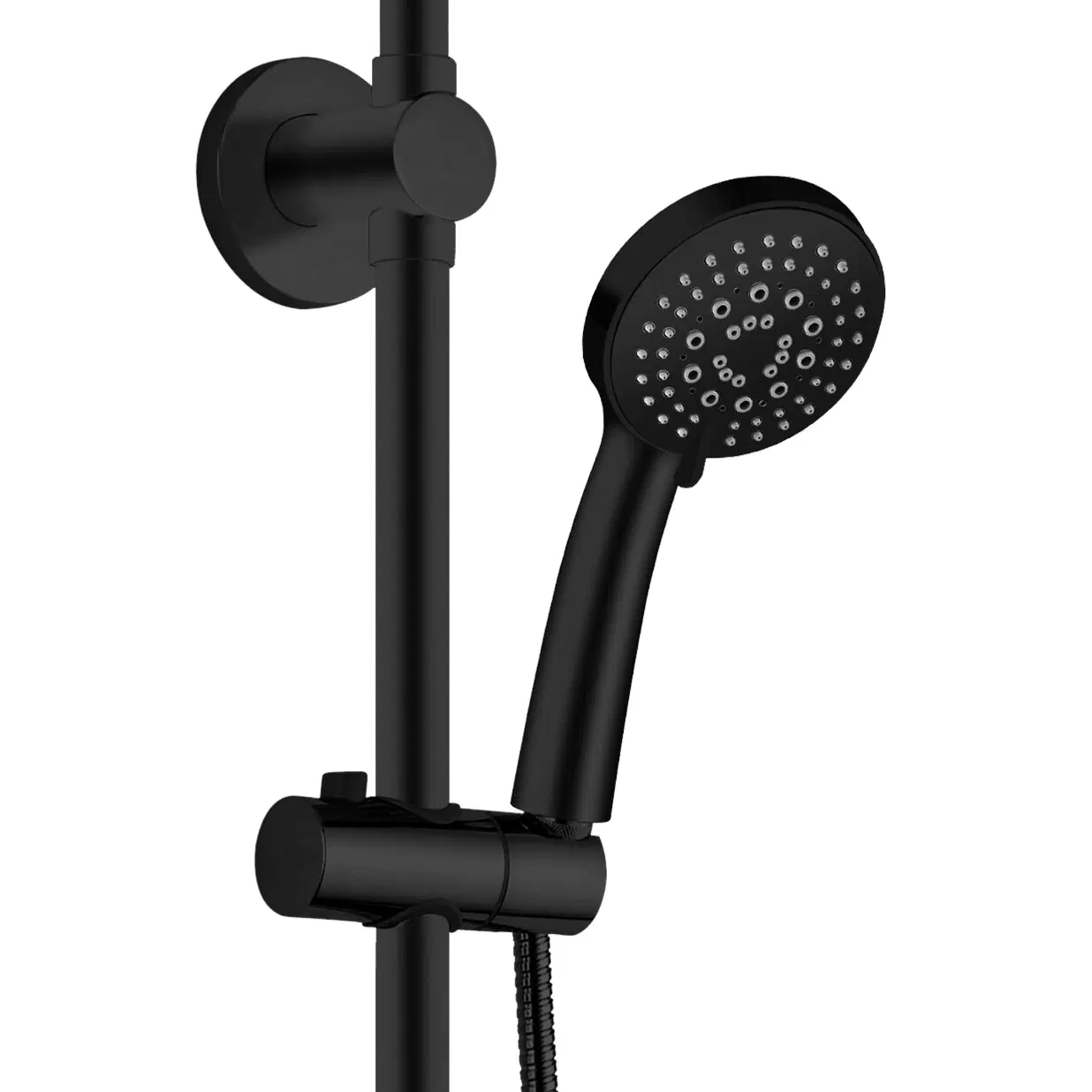 Lanai 8-in Rain Showerhead Shower System with 3-Body Jets Pivoting Shower Arm and Multi-function Handshower Matte Black