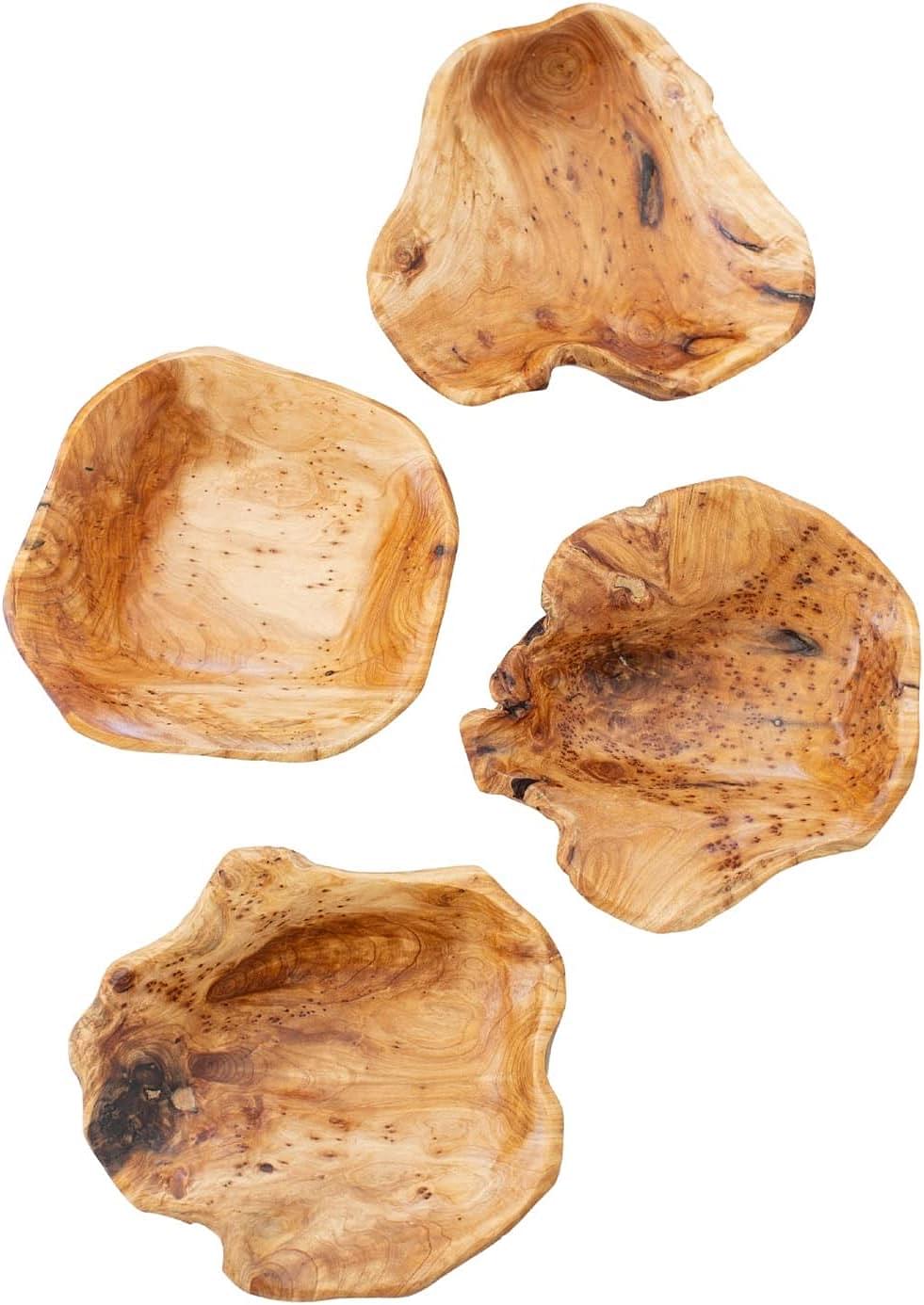 Large Decorative Wooden Bowl - Handmade Rustic Fruit Bowl for Kitchen Decor - Salad Snack Food Bowl - Natural Fir Root Wooden Bowl - Set of 1 Size 12”-14”