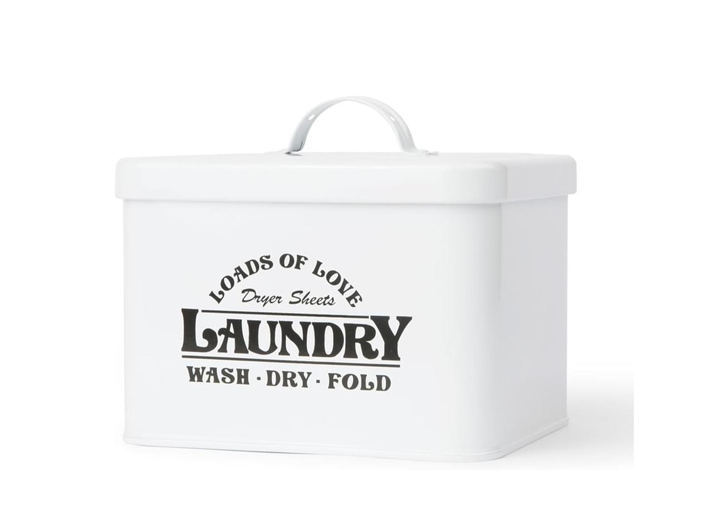Laundry-Dryer-Sheet-Holder-with-Lid-|-White-Farmhouse-Dryer-Sheet-Dispenser-|-Metal-Dryer-Sheet-Container-|-Dryer-Sheets-Holder-|-Laundry-Sheet-Holder-|-Dryer-Sheets-container