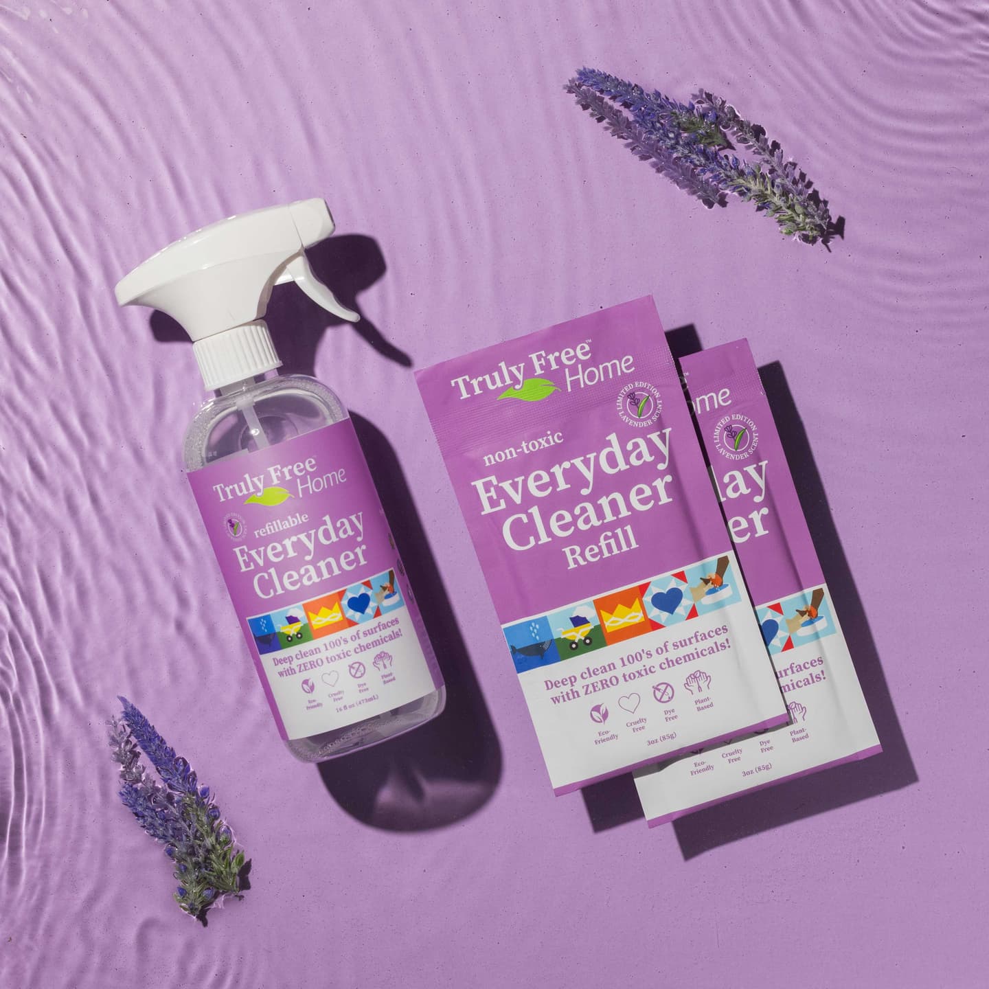 NEW Launch! BUY 4, GET 6 FREE Truly Free Non-Toxic Everyday Cleaner Lavender - Multipurpose Cleaner Spray, Kitchen Counter Cleaner