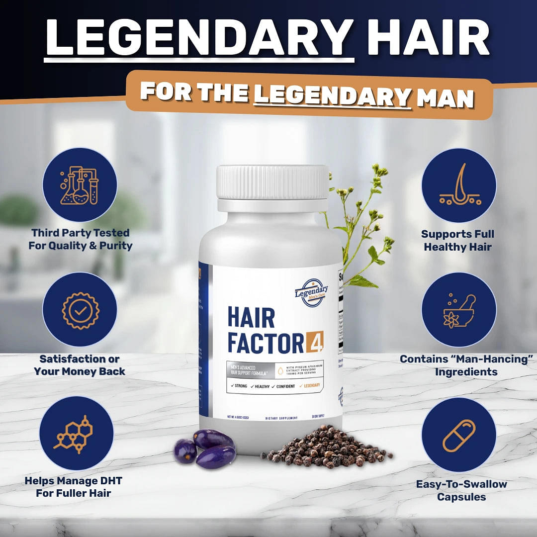 Legendary Men's Care Hair Factor 4 - Natural DHT Blocker for Men's Hair Growth