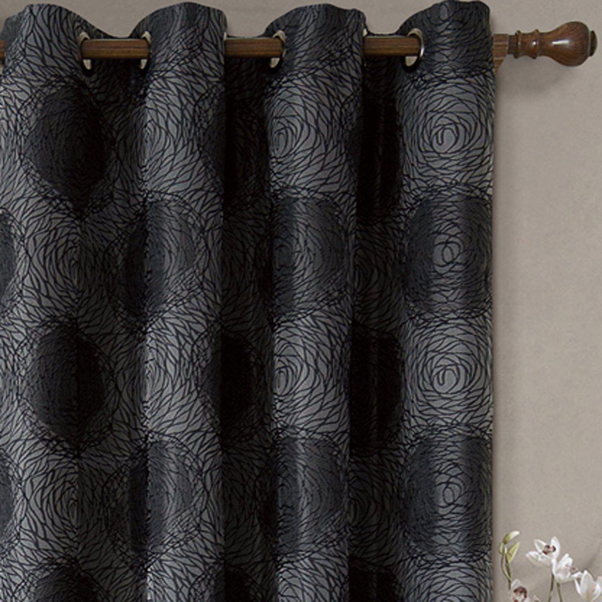 Lexington Circle Swirl Jacquard Curtains Top Grommet Panels (Set of 2)