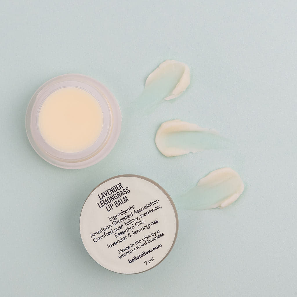 Lip Balm: Lavender & Lemongrass Tallow Balm with Beeswax and Essential Oils