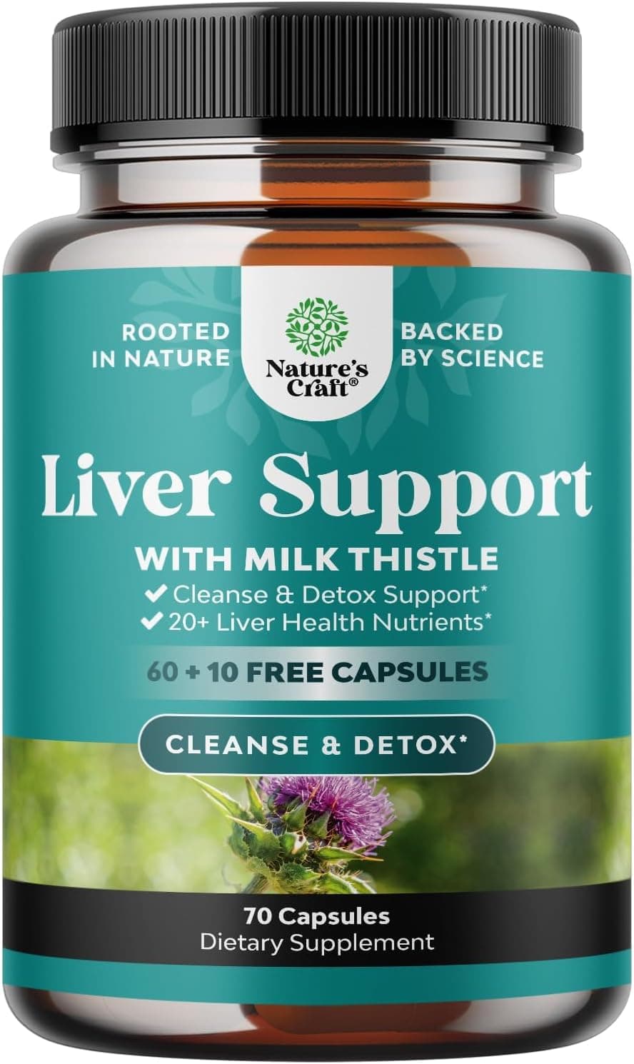 Liver Cleanse Detox & Repair 70 Capsules - Herbal Liver Support Milk Thistle Supplement - Silymarin Milk Thistle Supplements with Dandelion Root, Choline, Beetroot & Artichoke Extract 70 Count (Pack of 1)