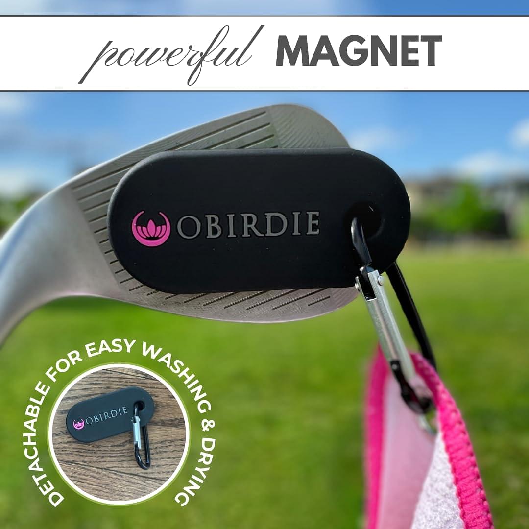 Magnetic Golf Towel | 18 x 18 in. Golf Towels for Golf Bags | Waffle Microfiber Golf Towels with Detachable Clip | Womens Golf Towel Fun Designs | Must Have Golf Accessories for Women | Pink Argyle