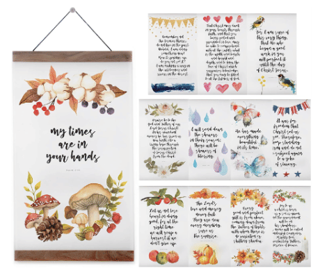 celebrate365.co Interchangeable Christian Bible Verses Wall Decor One Wooden Hanger and 12 8x14 Bible Verse Prints Inspirational Gift for Women Scripture Wall Art Religious Wall Décor 