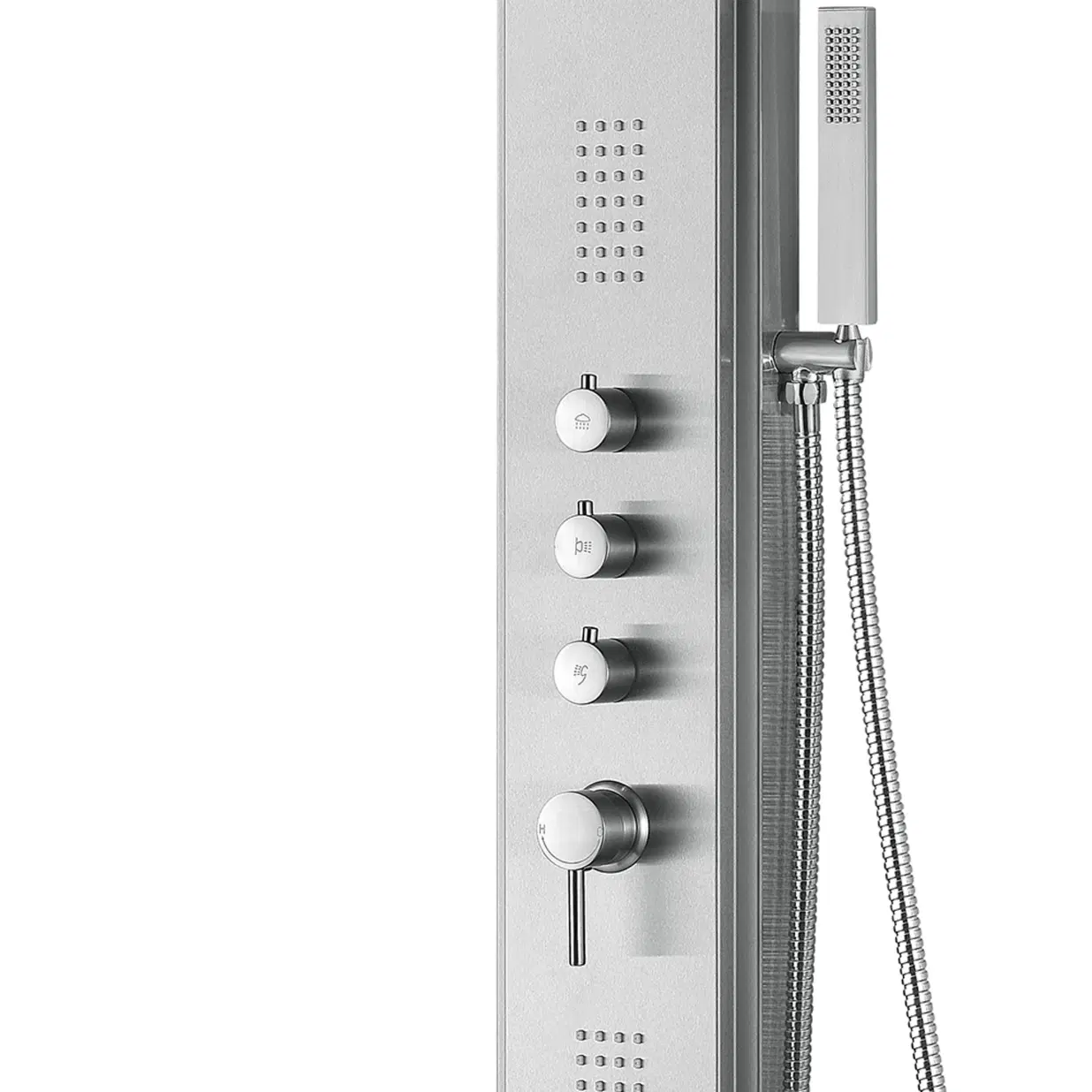 Malibu 7-in Rain Showerhead ShowerSpa with 2-Oversized Body Jets and Handshower Brushed Stainless Steel
