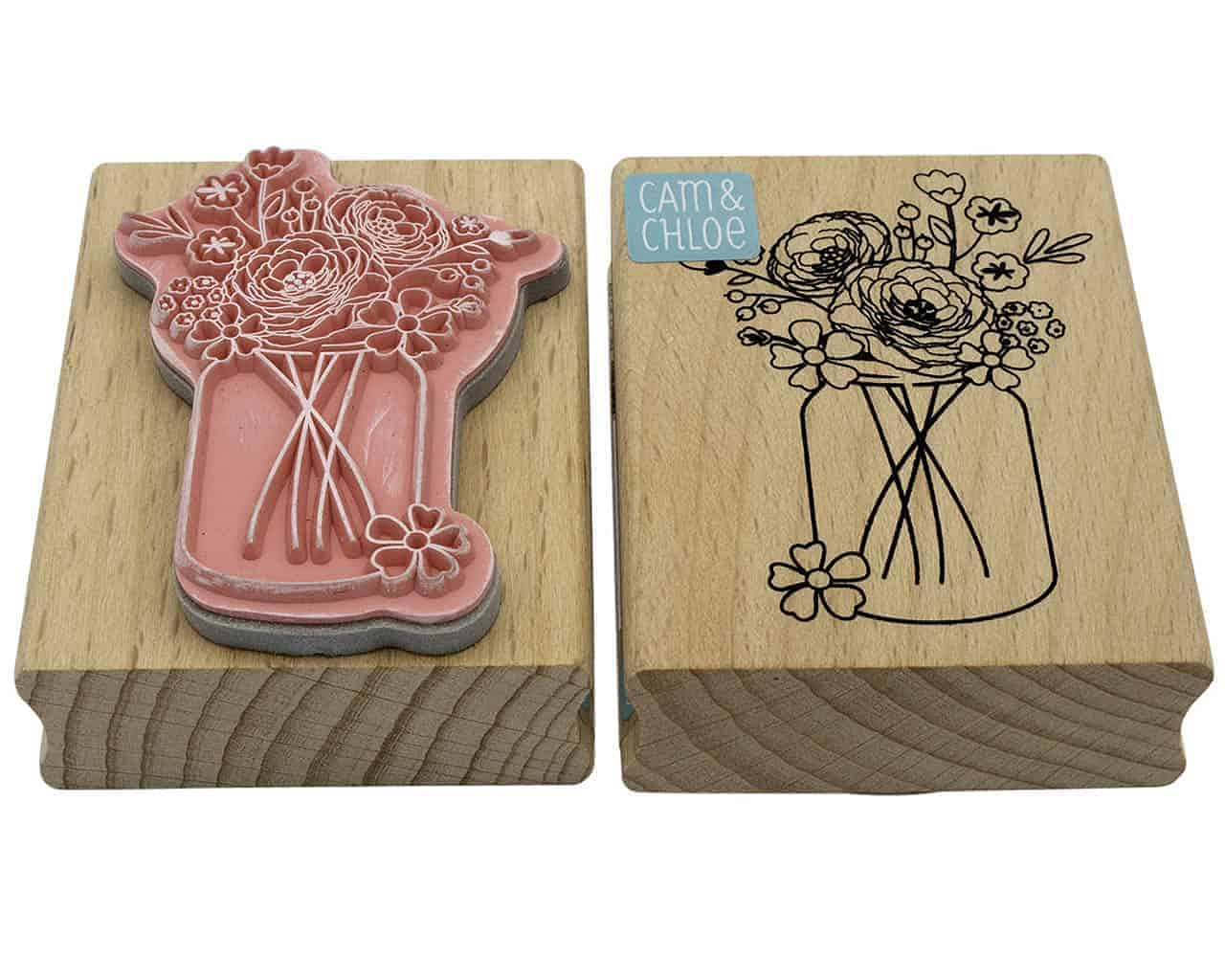 Mason Jar Stamp with Bouquet Design
