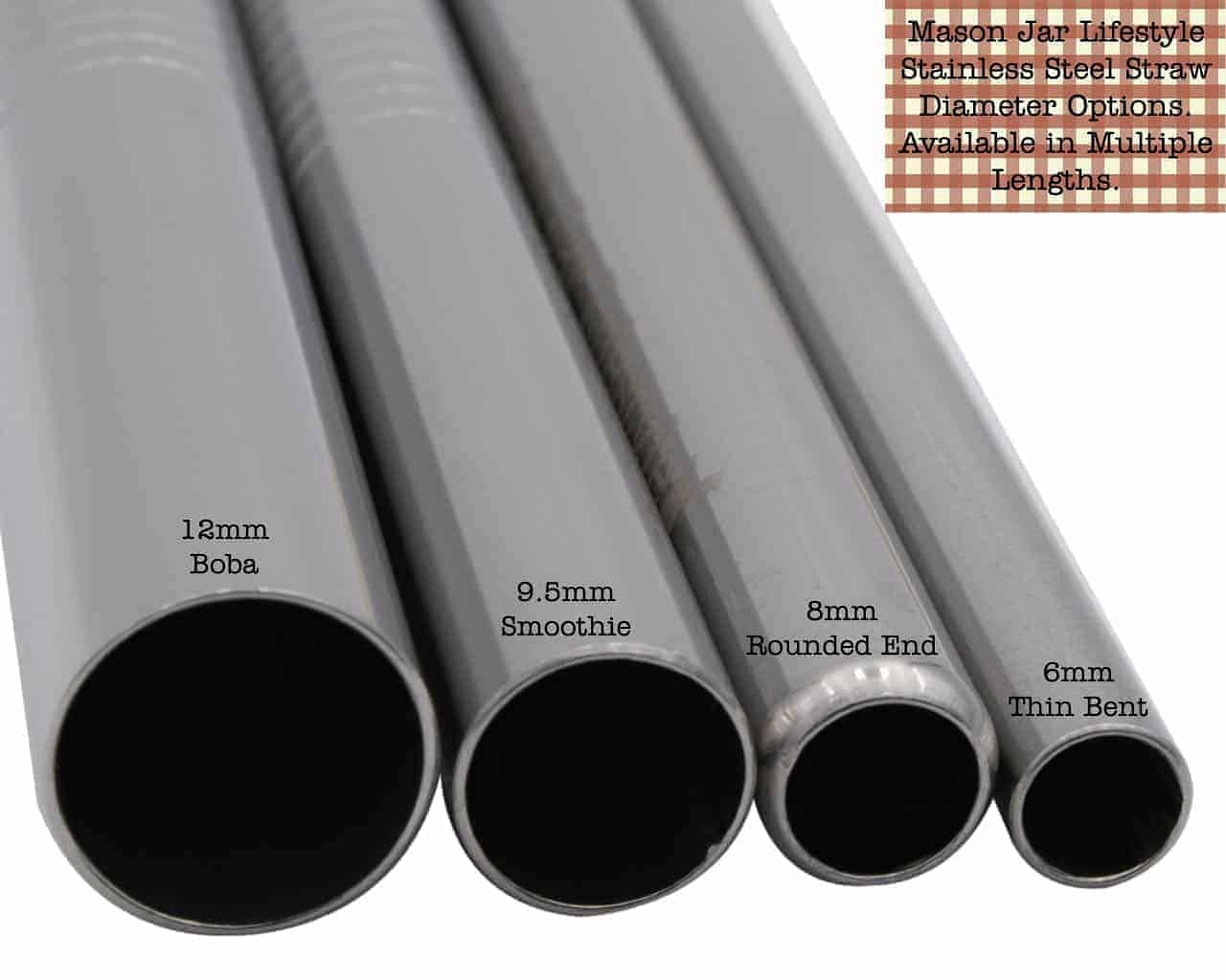 Medium Thin Bent Stainless Steel Straw for Pint Mason Jars