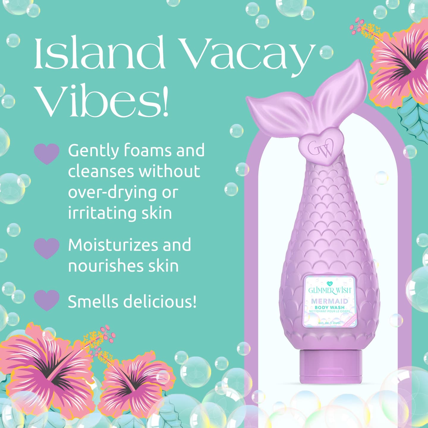 Mermaid Body Wash - Gentle Hydrating Body Cleanser with Botanical Extracts for Soft, Clean Skin