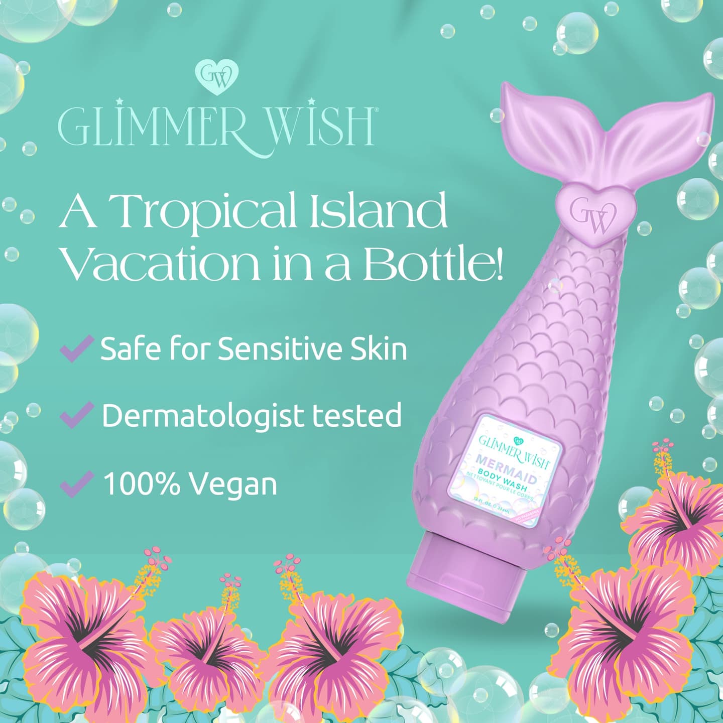 Mermaid Body Wash - Gentle Hydrating Body Cleanser with Botanical Extracts for Soft, Clean Skin