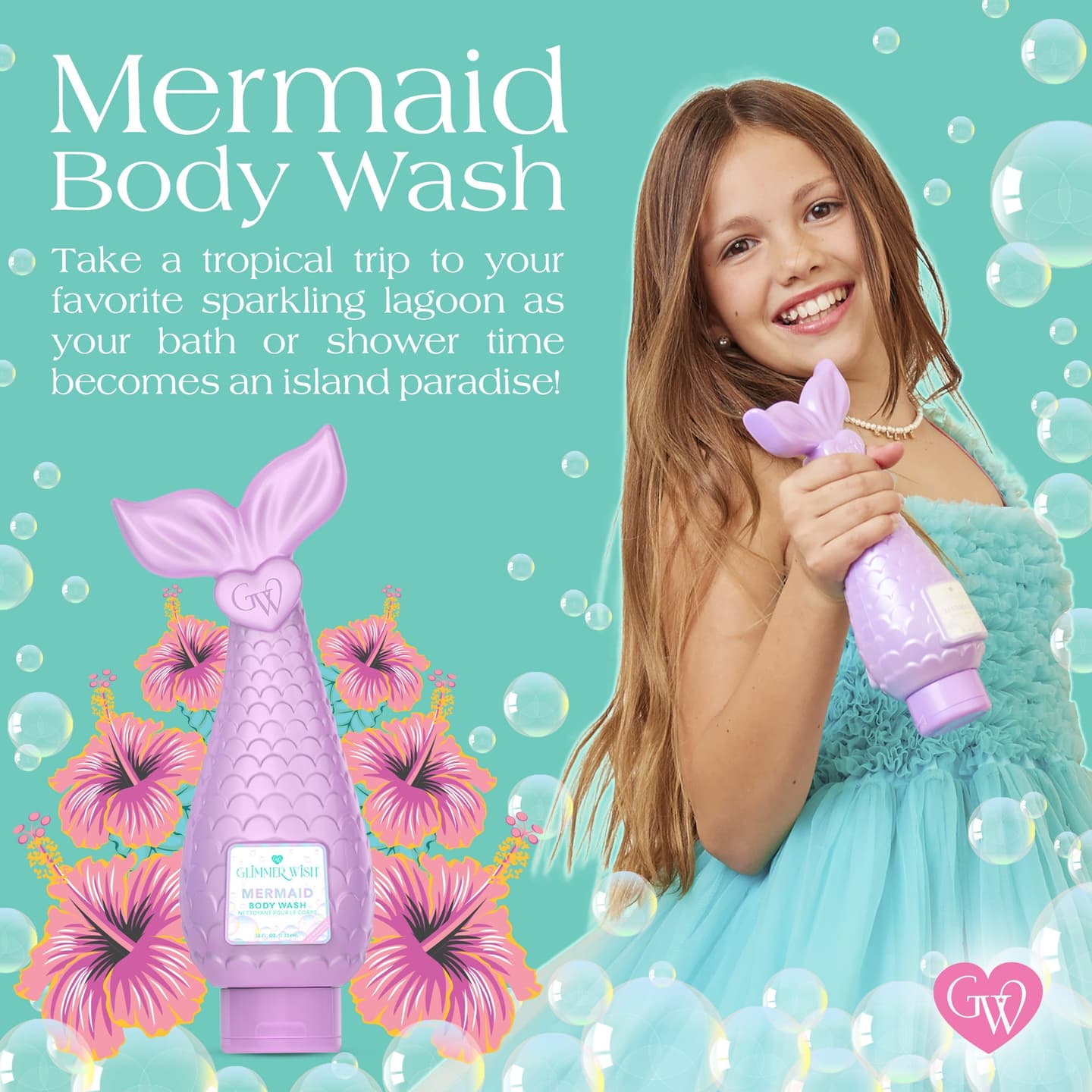 Mermaid Body Wash — Fragrance Free & Dye Free - Gentle Hydrating Cleanser with Plant-Derived Ingredients for Sensitive Skin