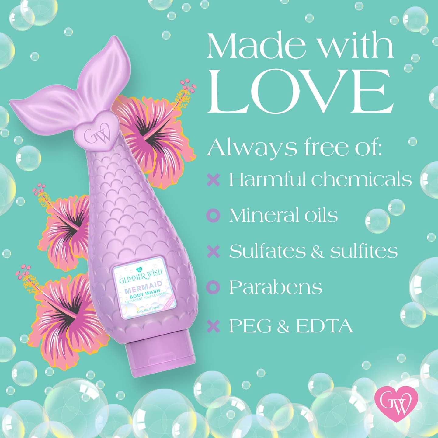 Mermaid Body Wash — Fragrance Free & Dye Free - Gentle Hydrating Cleanser with Plant-Derived Ingredients for Sensitive Skin