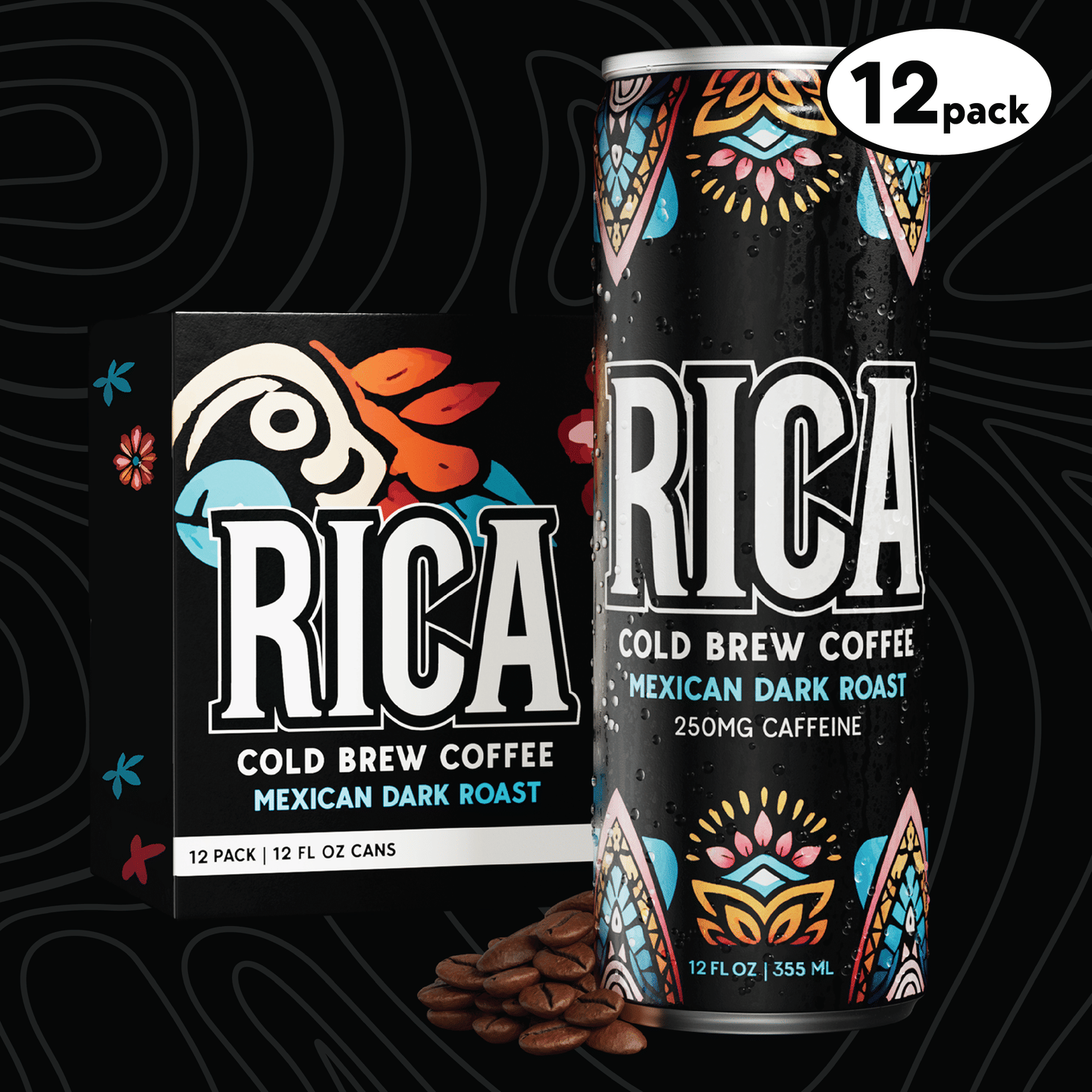 LIMITED TIME OFFER - BOGO 50% OFF! | Rica Cold Brew | Mexican Dark Roast Cold Brew Coffee - 12 Pack