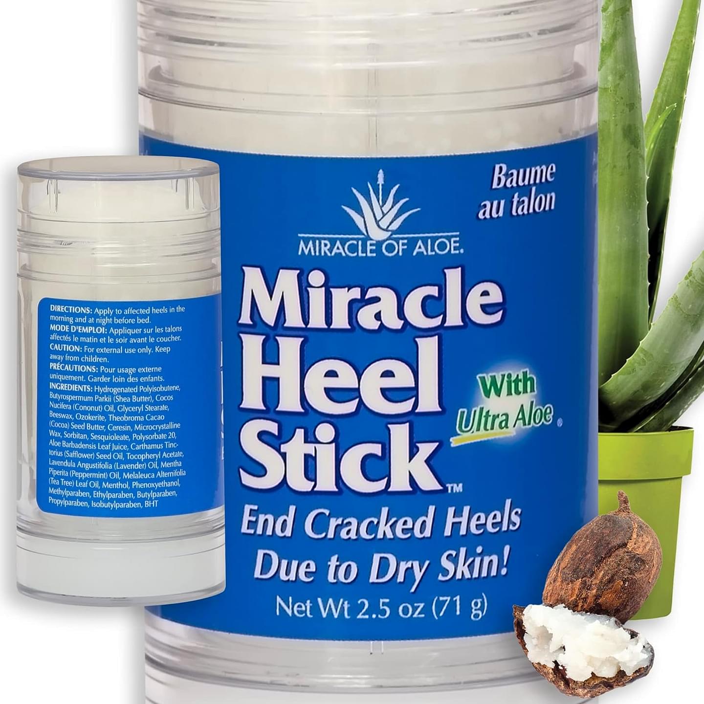 Miracle Heel Stick with Pure UltraAloe Aloe Vera Gel | 2.5 ounce stick 2.5 Ounce (Pack of 1)