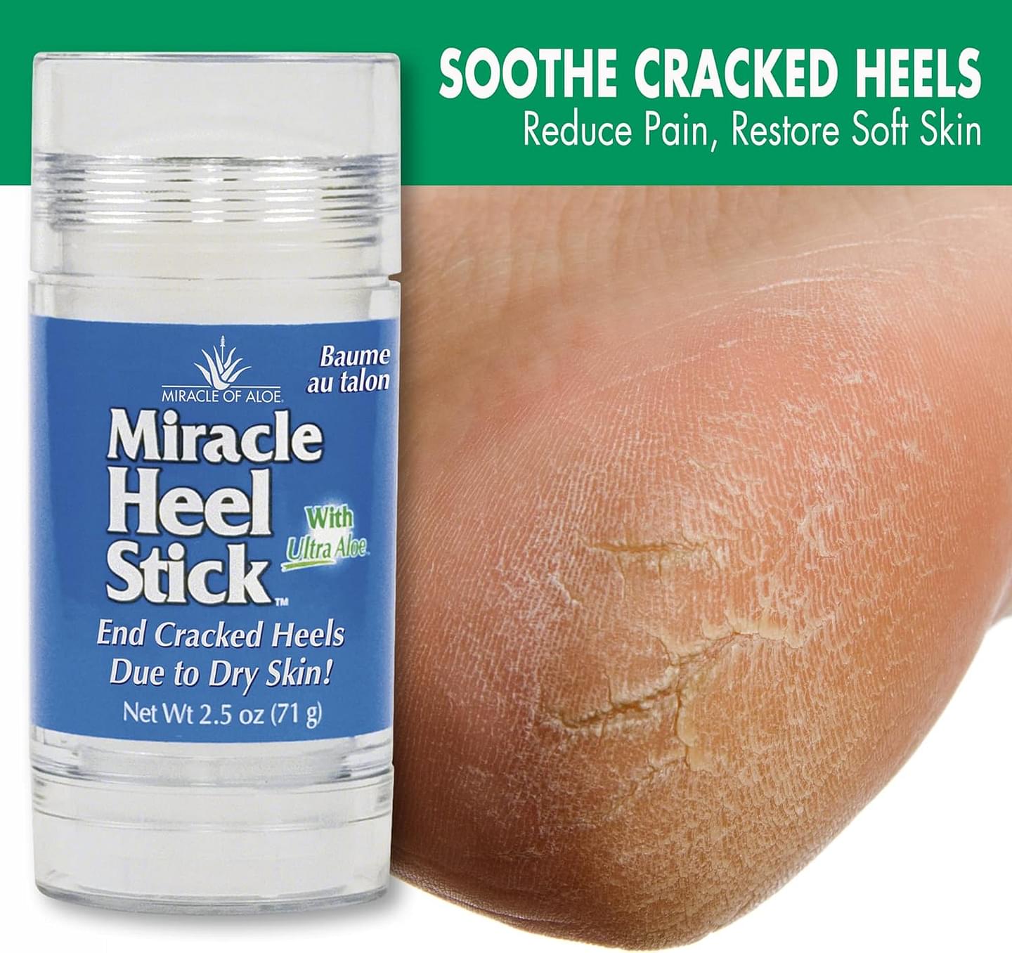 Miracle Heel Stick with Pure UltraAloe Aloe Vera Gel | 2.5 ounce stick 2.5 Ounce (Pack of 1)