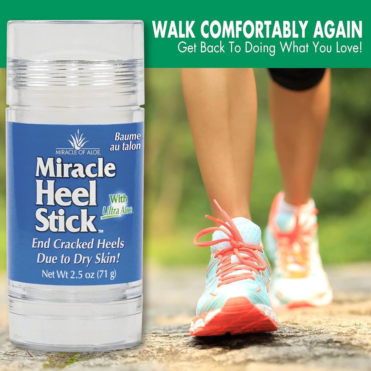 Miracle Heel Stick with Pure UltraAloe Aloe Vera Gel | 2.5 ounce stick 2.5 Ounce (Pack of 1)