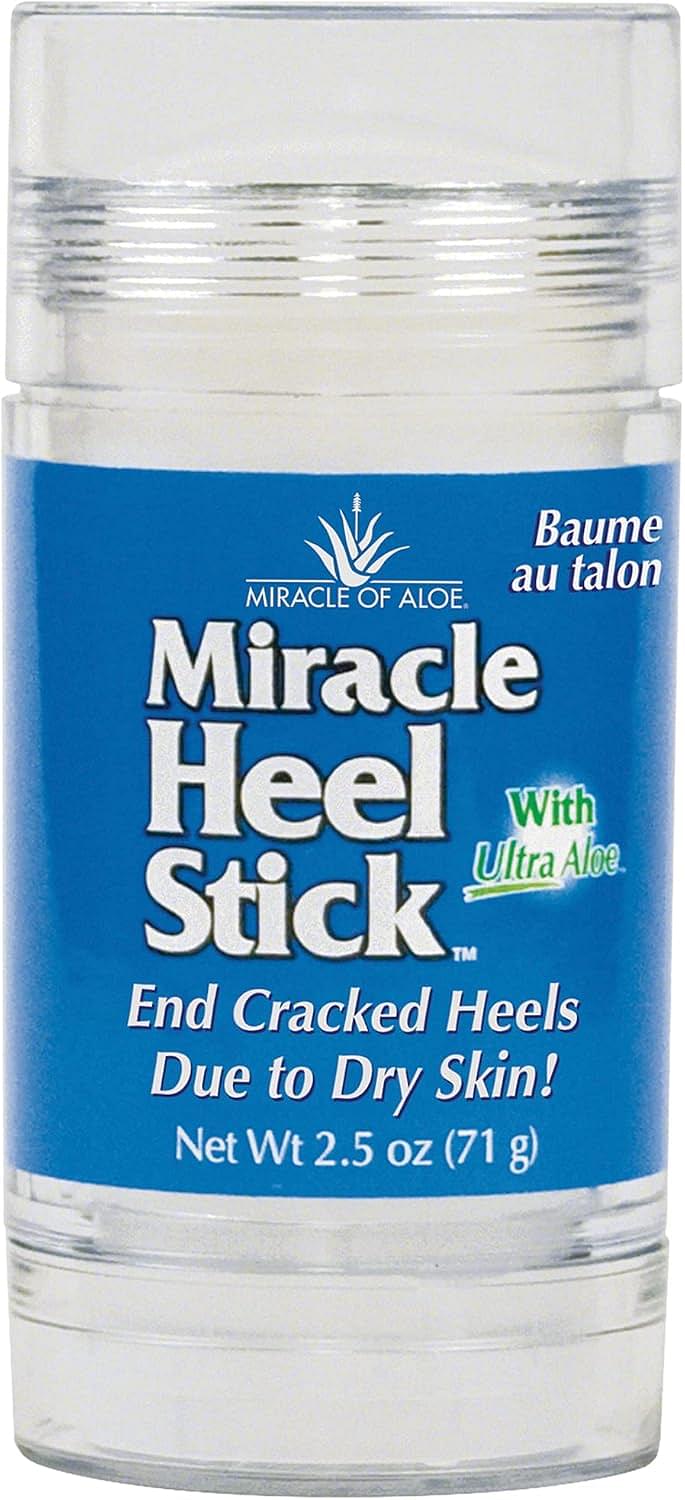 Miracle of Aloe, Miracle Heel Stick - Gel Socks Combo with UltraAloe, 2.5 ounce Stick and Silicone Moisturizing Gel Heel Socks Heel Stick and Heel Socks