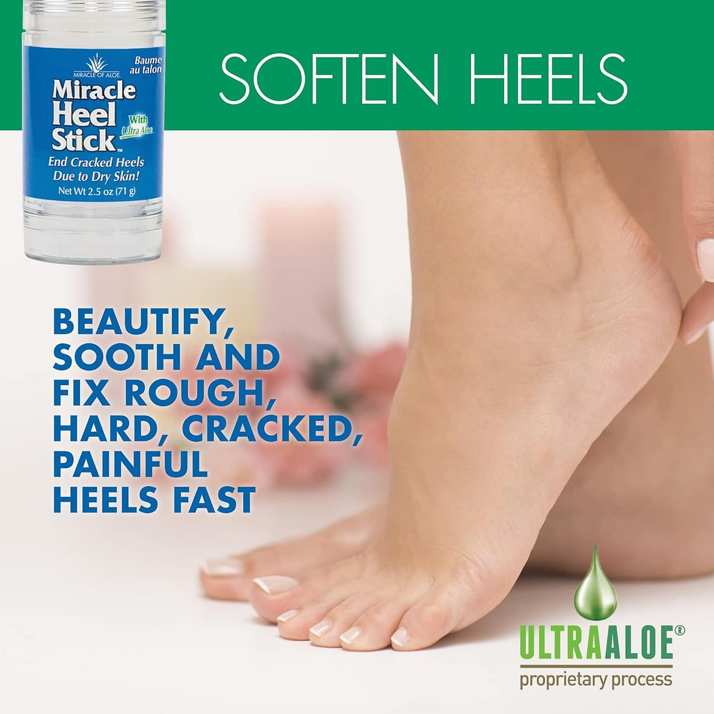 Miracle of Aloe, Miracle Heel Stick - Gel Socks Combo with UltraAloe, 2.5 ounce Stick and Silicone Moisturizing Gel Heel Socks Heel Stick and Heel Socks