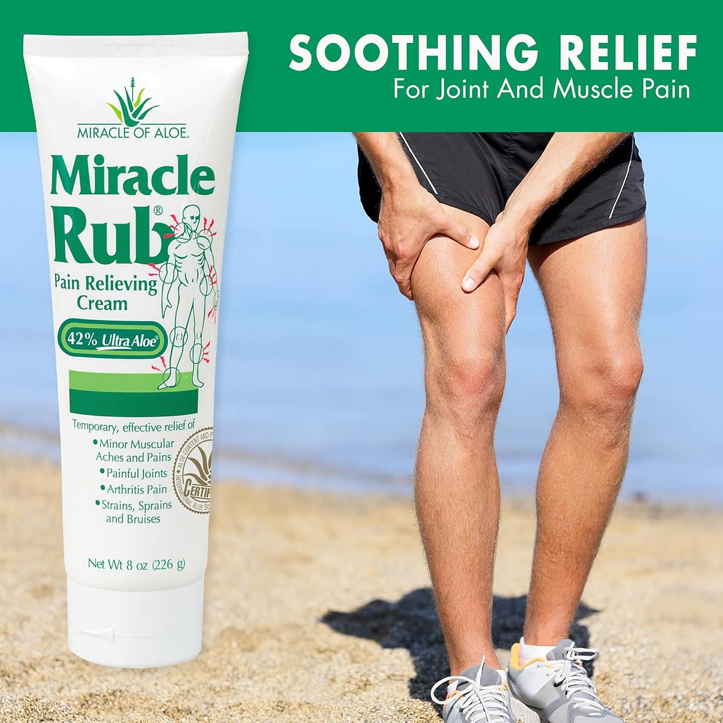 Miracle of Aloe Miracle Rub Pain Relieving Cream 8 oz, Fast & Effective Relief for Arthritis, Muscle, and Joint Pain - Maximum Strength UltraAloe Formula, Topical Analgesic (2-Pack) 8 Ounce (Pack of 2) Pack of 2