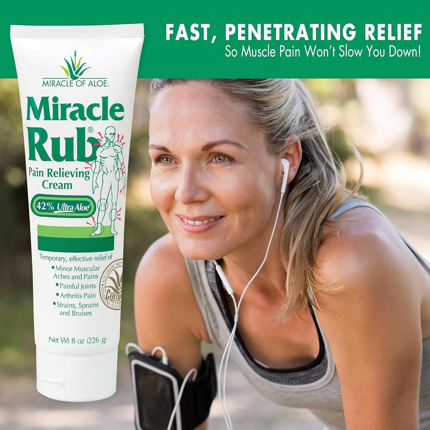 Miracle of Aloe Miracle Rub Pain Relieving Cream 8 oz, Fast & Effective Relief for Arthritis, Muscle, and Joint Pain - Maximum Strength UltraAloe Formula, Topical Analgesic (2-Pack) 8 Ounce (Pack of 2) Pack of 2