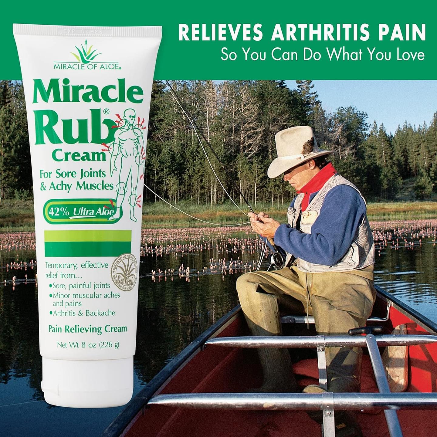 Miracle of Aloe Miracle Rub Pain Relieving Cream 8 oz, Fast & Effective Relief for Arthritis, Muscle, and Joint Pain - Maximum Strength UltraAloe Formula, Topical Analgesic 8 Ounce (Pack of 1) Pack of 1