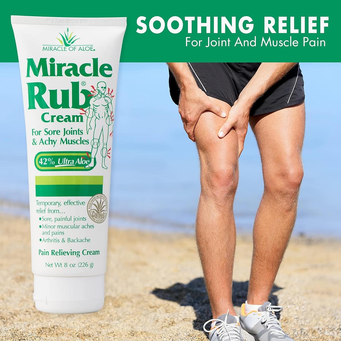 Miracle of Aloe Miracle Rub Pain Relieving Cream 8 oz, Fast & Effective Relief for Arthritis, Muscle, and Joint Pain - Maximum Strength UltraAloe Formula, Topical Analgesic 8 Ounce (Pack of 1) Pack of 1