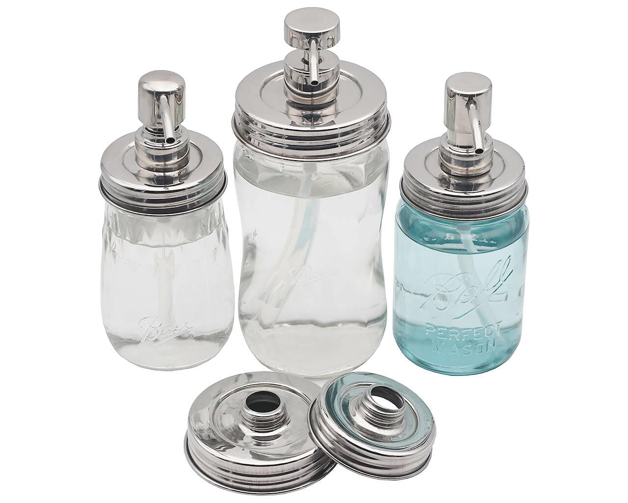 Mirror / Chrome Soap Pump Dispensers for Mason Jars