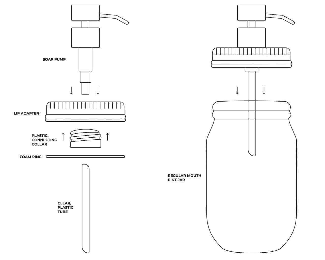 Mirror / Chrome Soap Pump Dispensers for Mason Jars