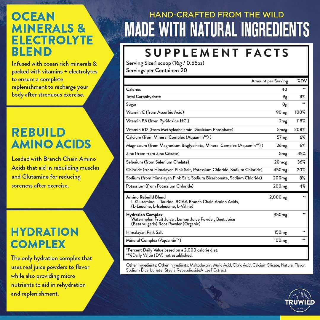 Natural Hydration Powder with Zero Sugar - Vegan Electrolytes + Amino Acids - Recovery Drink for Everyday Use – Post Workout Muscle Support Supplement w/Magnesium (Passionfruit Guava) Passion Fruit Guava 20 Servings
