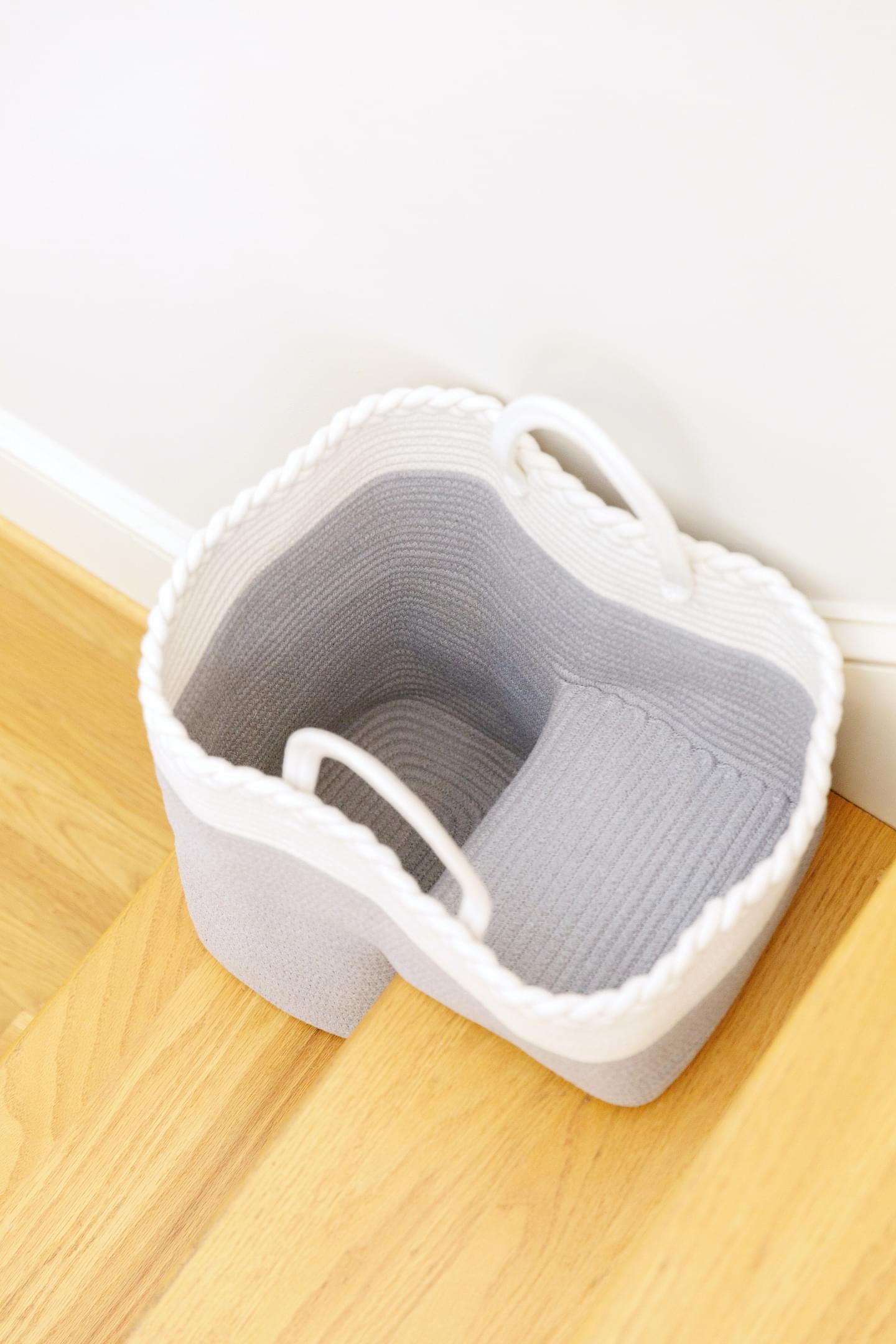 NEObirdie Rope Stair Basket for Carpeted and Wooden Stairs