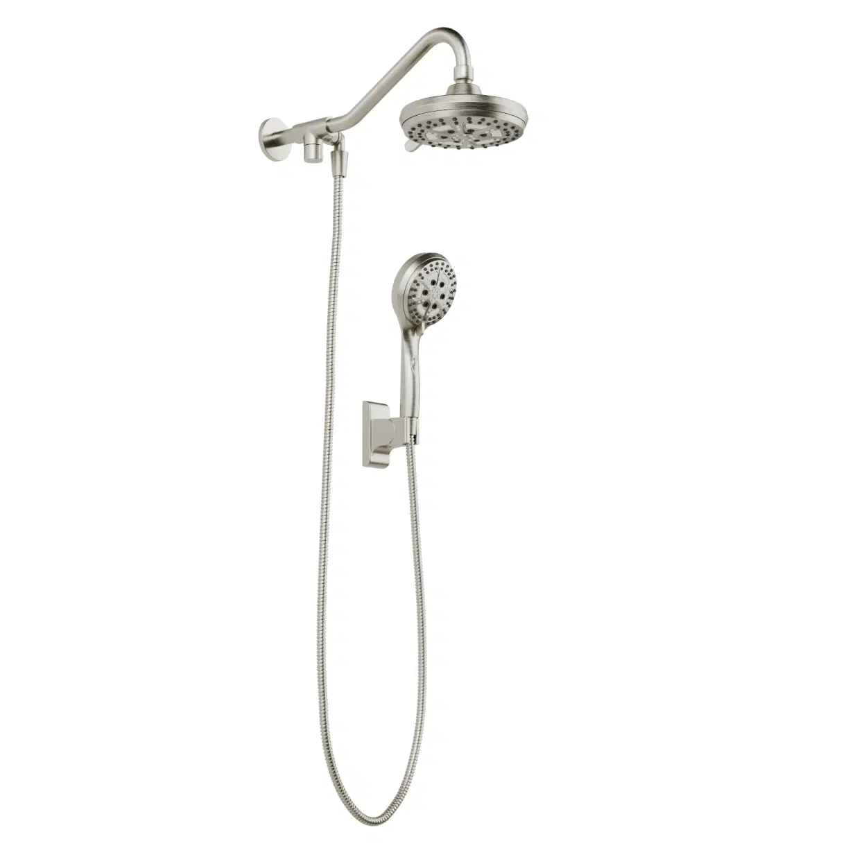 Oasis 8-in Drill-less Shower System with Multi-Function Showerhead and Handshower Brushed Nickel 1.8 GPM