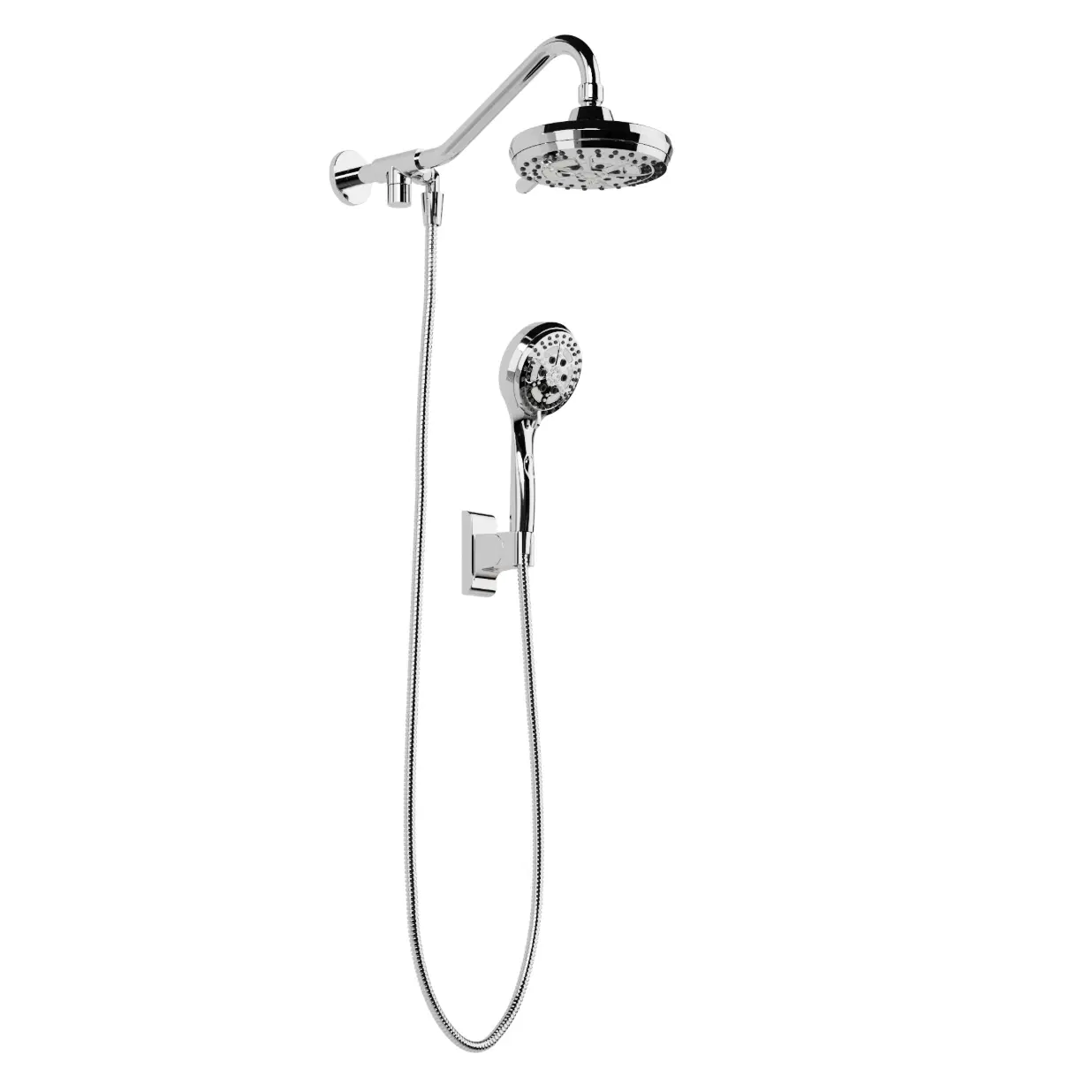 Oasis 8-in Drill-less Shower System with Multi-Function Showerhead and Handshower Chrome 1.8 GPM