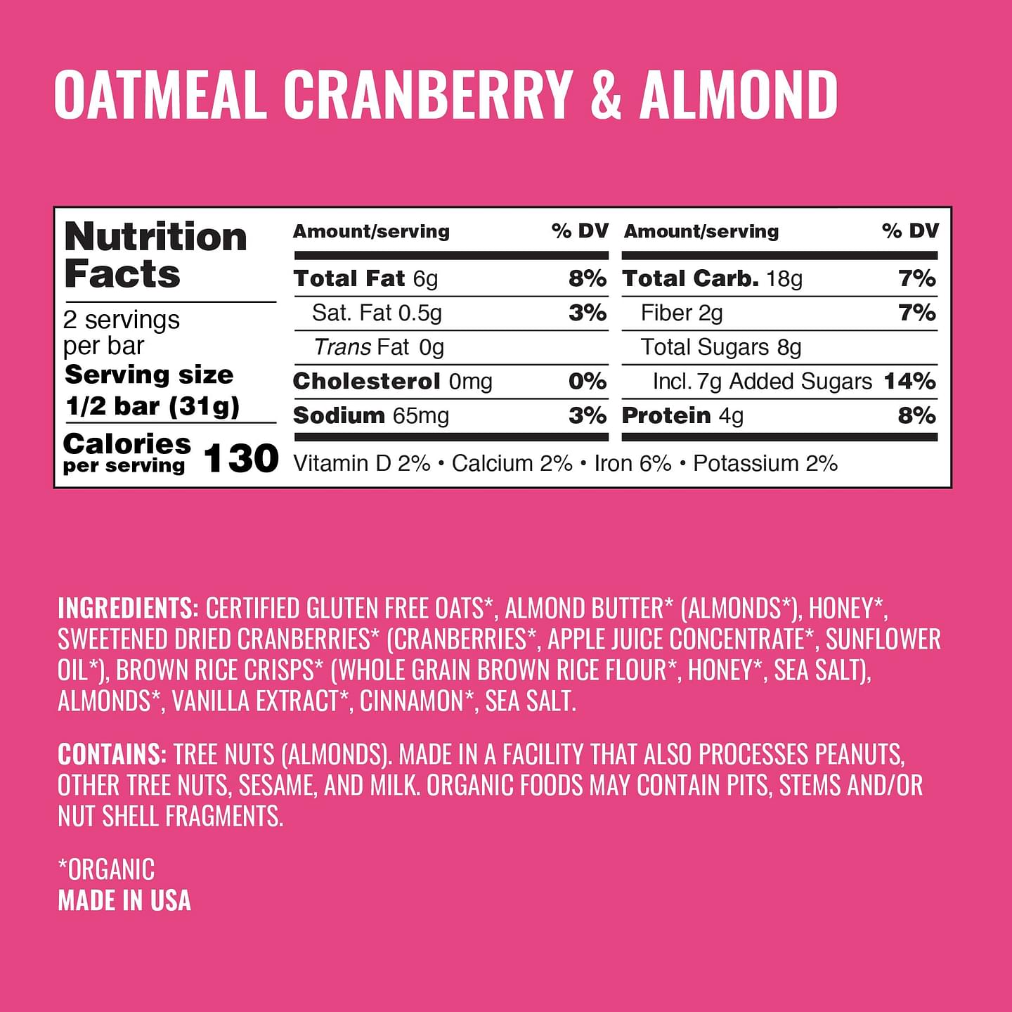Oatmeal Cranberry & Almond Bars