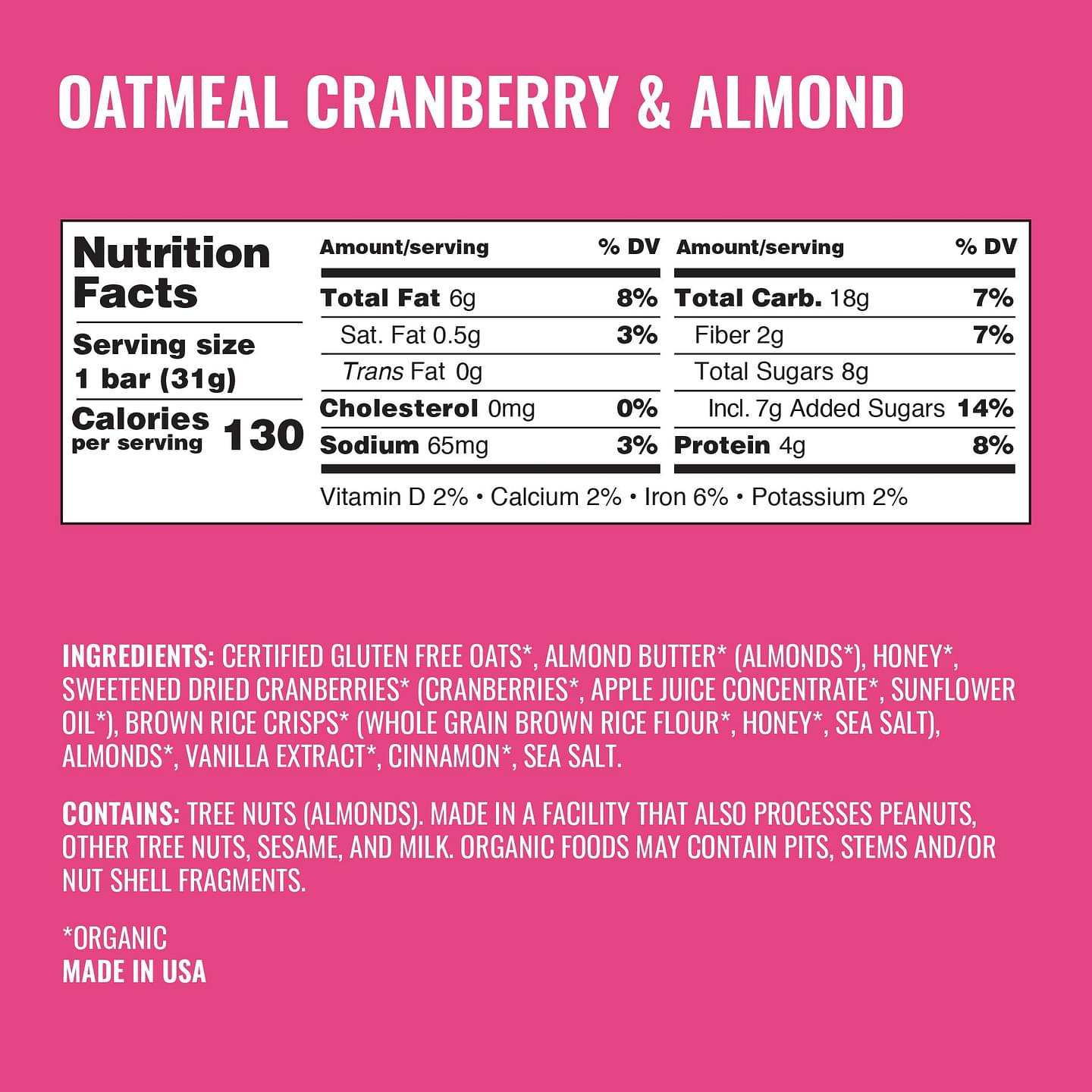 Oatmeal Cranberry & Almond Kids Bars