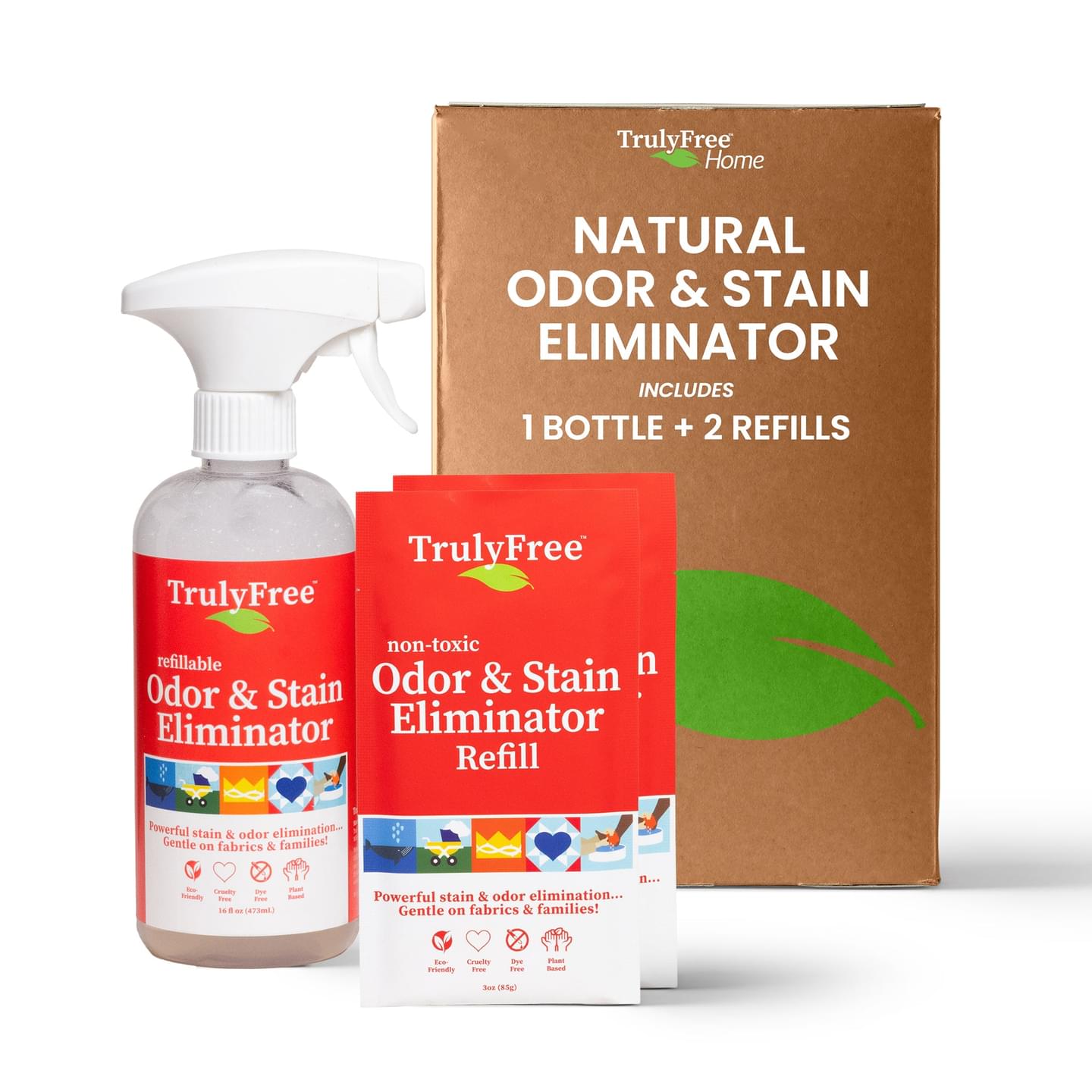 Odor & Stain Eliminator Start Kit (1 bottle + 2 refills)