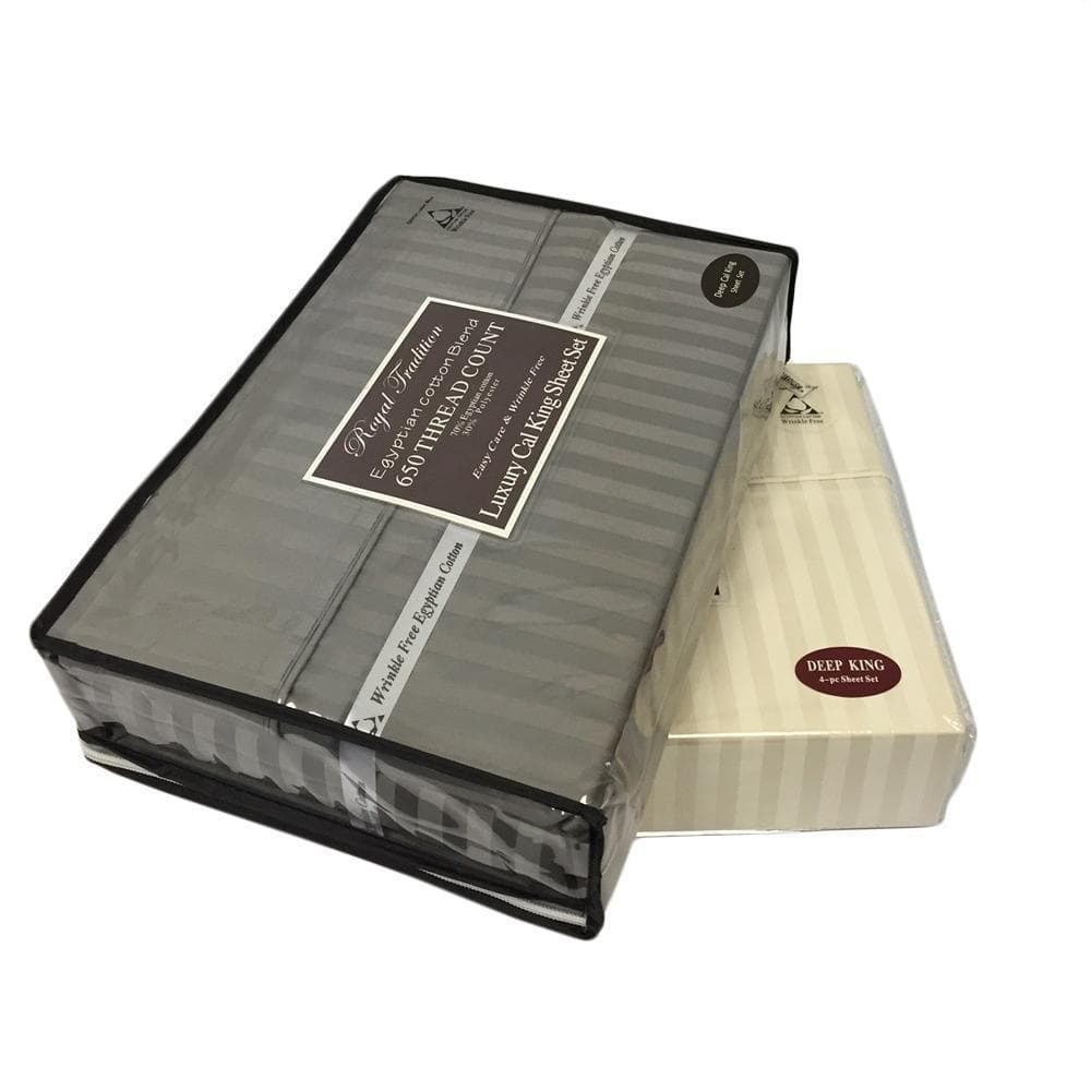 Olympic Queen Easy Care Sheet Set - Striped 650 Thread Count