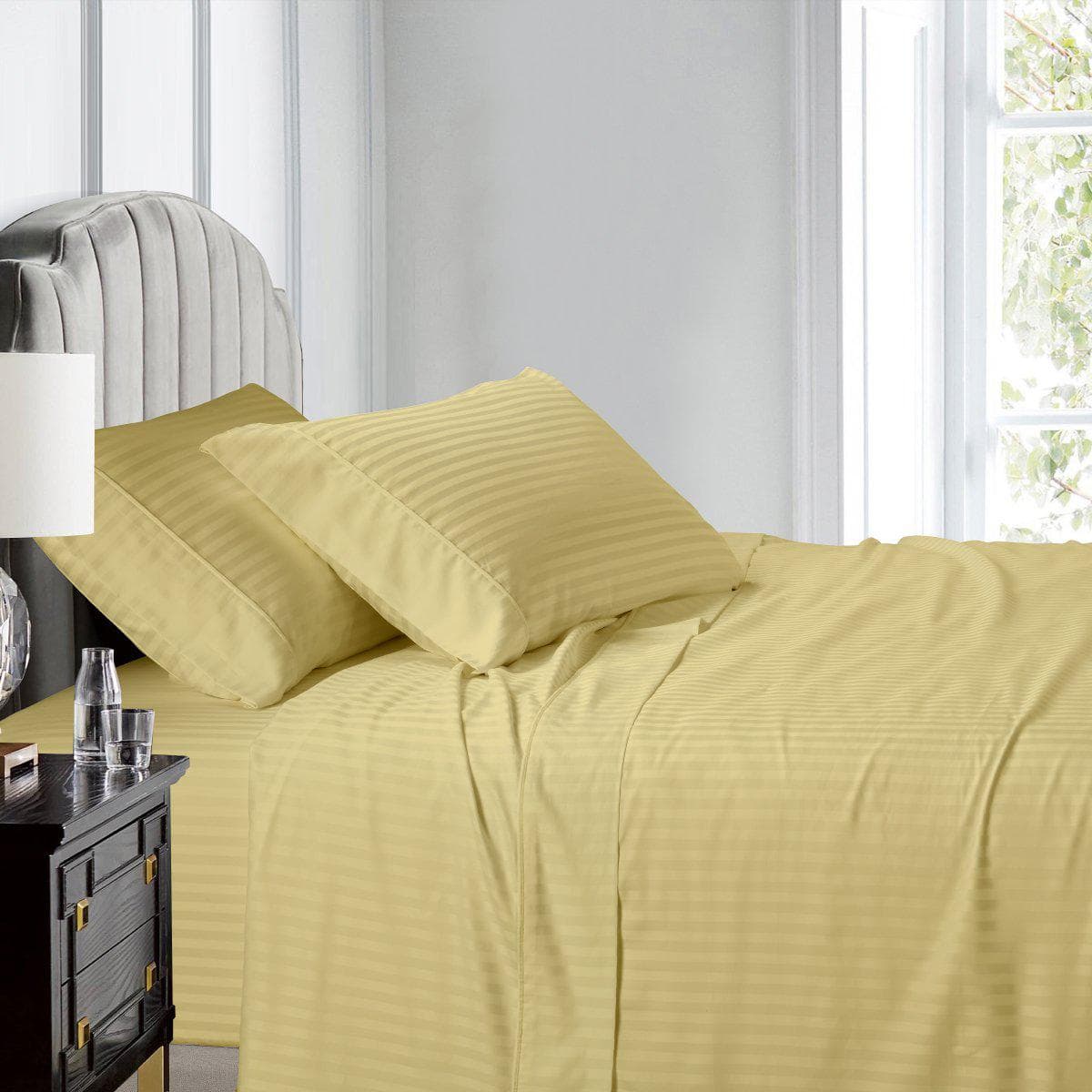 Olympic Queen Size Sheet Set - Striped 600 Thread Count
