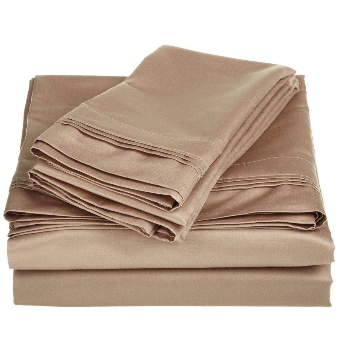 Olympic Queen Triple Pleated 600 Thread Count 100% Egyptian Cotton Sateen Sheets