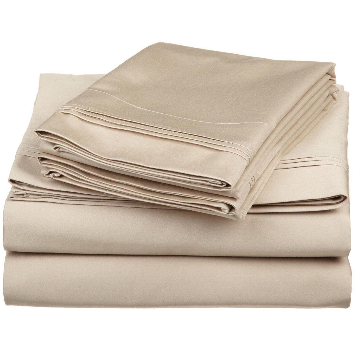 Olympic Queen Triple Pleated 600 Thread Count 100% Egyptian Cotton Sateen Sheets