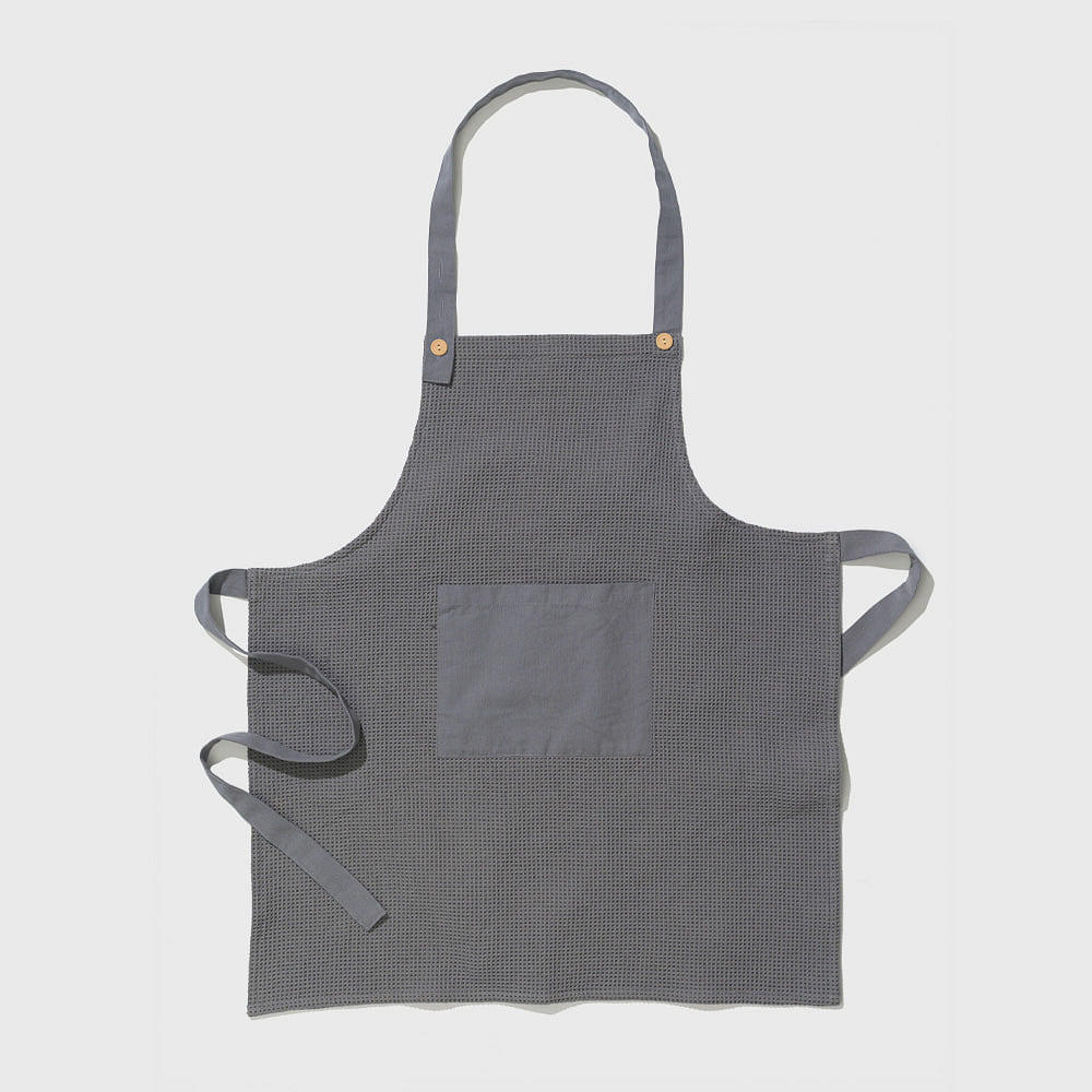 Organic Cotton Grey Waffle Weave Apron