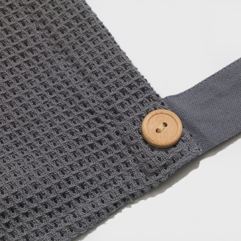 Organic Cotton Grey Waffle Weave Apron