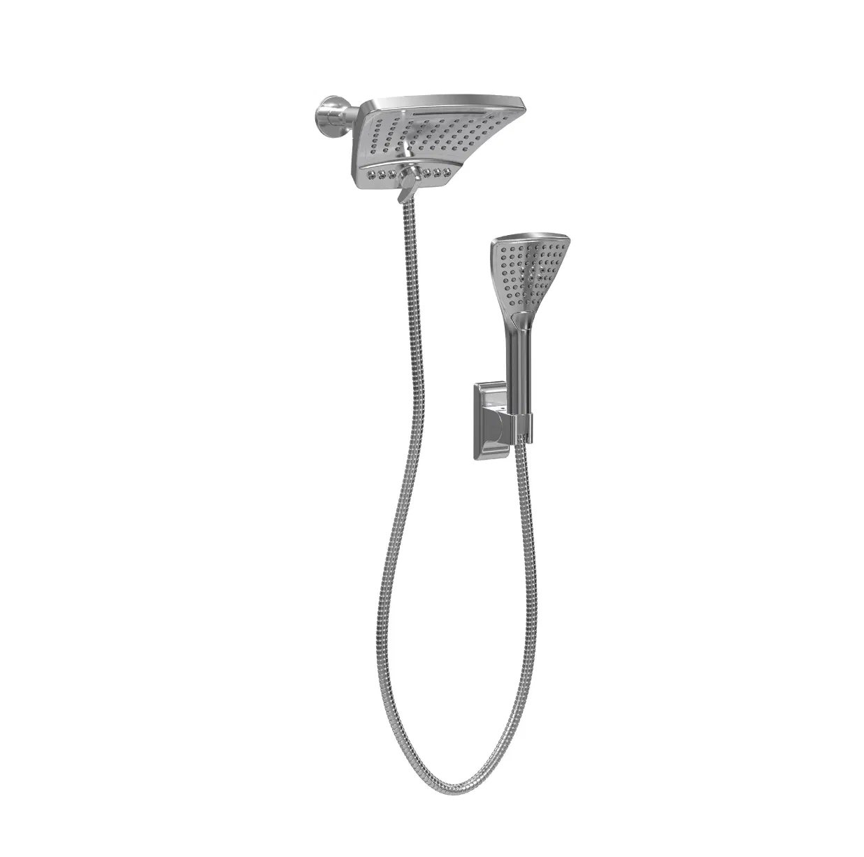 PowerShot 8-in Drill-less Shower System with Multi-function Showerhead and Multi-fucntion Handshower Chrome 1.8 GPM