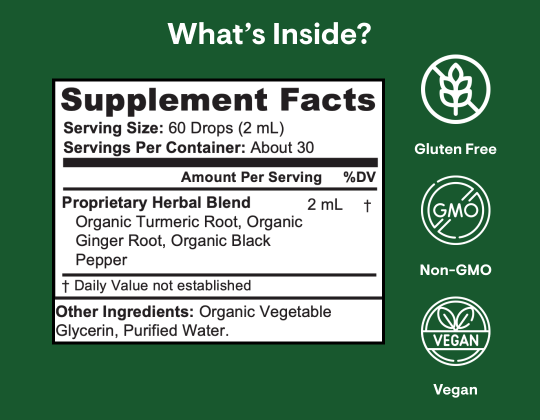 PRANA - Organic Turmeric & Ginger Liquid Tincture - One Bottle