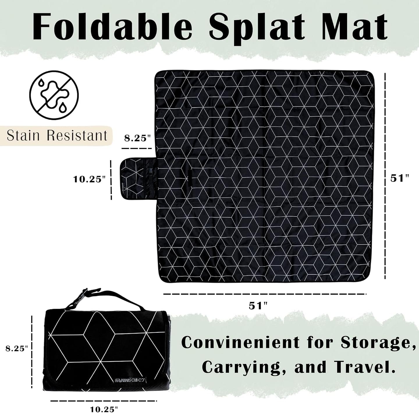 Premium,Baby Splat Mat for Under High Chair,51x51,Non-Slip Splash Mat,Washable/Waterproof Mat,Portable Play Mat for Baby Travel,Catchy High Chair Food Catcher, Spill Mat, Baby Feeding Essentials