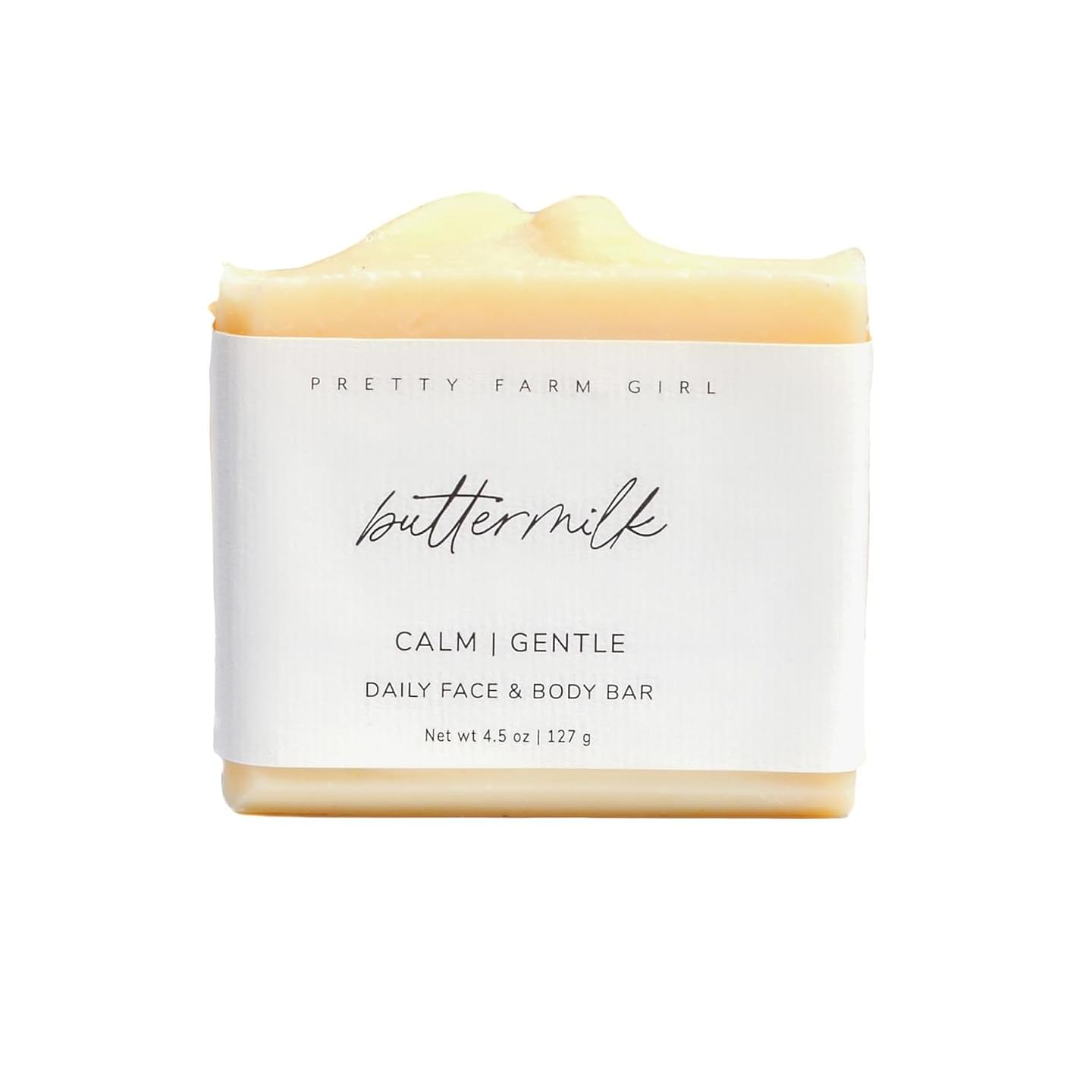 Pretty farm girl Buttermilk Soap Bar - Fragrance Free - Handmade - Sensitive Skin - Tallow & Goat Milk Unscented - Buttermilk 4.5 Ounce (Pack of 1)